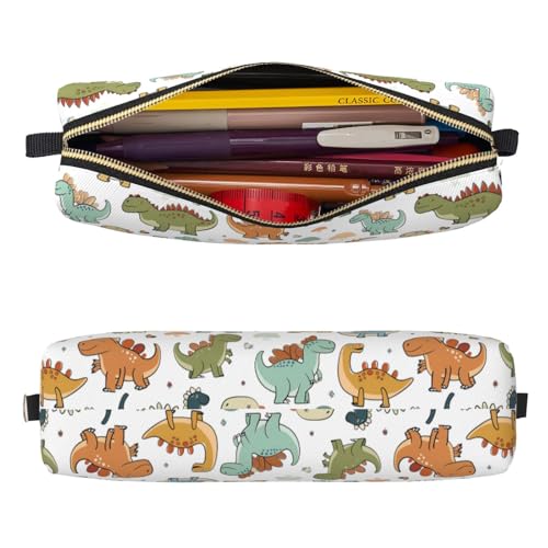 Mexpekil Federmäppchen aus Leder für Mädchen und Jungen, kleine Stift-Organizer-Tasche, Reißverschluss, schmal, Mehrzweck-Tasche für Schulbedarf, Kinder und Erwachsene, Dinosaurier, Einheitsgröße von Mexpekil