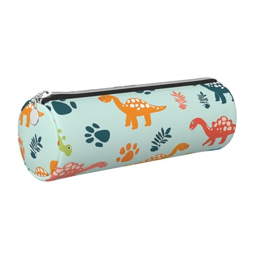 Mexpekil Federmäppchen aus Leder für Mädchen und Jungen, kleine Stift-Organizer-Tasche, Reißverschluss, schmal, Mehrzweck-Tasche für Schulbedarf, Kinder und Erwachsene, Dinosaurier-Fußabdrücke von Mexpekil