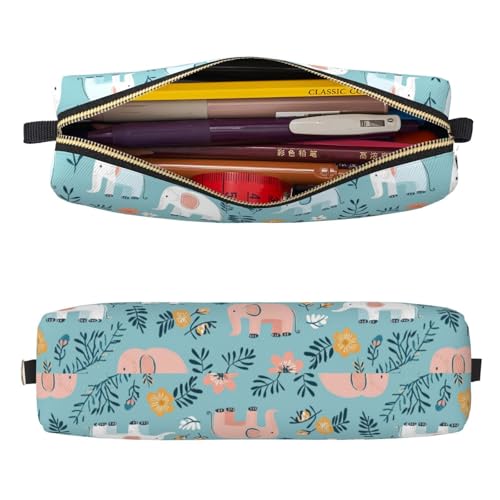 Mexpekil Federmäppchen aus Leder für Mädchen und Jungen, kleine Stift-Organizer-Tasche, Reißverschluss, schmal, Mehrzweck-Tasche für Schulbedarf, Kinder und Erwachsene, Elefanten Blumen Blätter Mexpekil Federmäppchen aus Leder für Mädchen und Jungen, kleine Stift-Organizer-Tasche, Reißverschluss, schmal, Mehrzweck-Tasche für Schulbedarf, Kinder und Erwachsene, Elefanten Blumen Blätter von Mexpekil