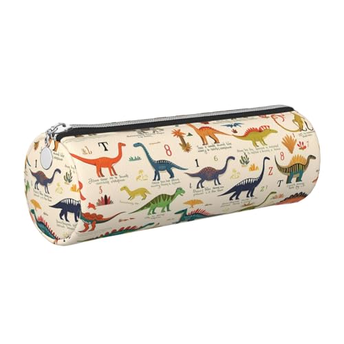 Mexpekil Federmäppchen aus Leder für Mädchen und Jungen, kleine Stift-Organizer-Tasche, Reißverschluss, schmal, Mehrzweck-Tasche für Schulbedarf, Kinder und Erwachsene, Niedliches Alphabet-Dinosaurier von Mexpekil
