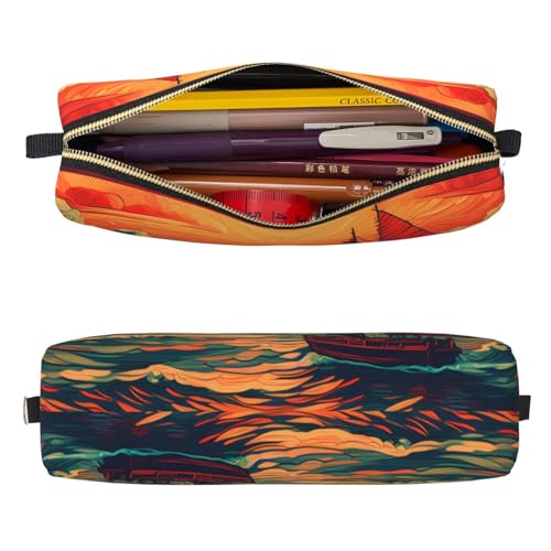 Mexpekil Federmäppchen aus Leder für Mädchen und Jungen, kleine Stift-Organizer-Tasche, Reißverschluss, schmal, Mehrzweck-Tasche für Schulbedarf, Kinder und Erwachsene, Orange Sunset Sea Ship Mexpekil Federmäppchen aus Leder für Mädchen und Jungen, kleine Stift-Organizer-Tasche, Reißverschluss, schmal, Mehrzweck-Tasche für Schulbedarf, Kinder und Erwachsene, Orange Sunset Sea Ship von Mexpekil