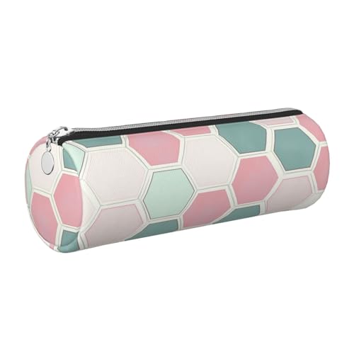 Mexpekil Federmäppchen aus Leder für Mädchen und Jungen, kleine Stift-Organizer-Tasche, Reißverschluss, schmal, Mehrzweck-Tasche für Schulbedarf, Kinder und Erwachsene, Retro-Sechsecke, Einheitsgröße von Mexpekil