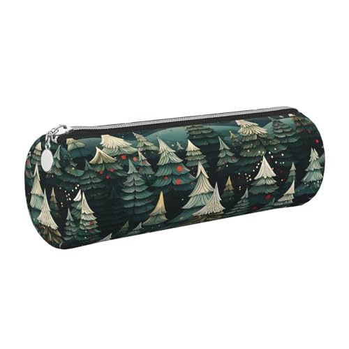Mexpekil Federmäppchen aus Leder für Mädchen und Jungen, kleine Stift-Organizer-Tasche, Reißverschluss, schmal, Mehrzweck-Tasche für Schulbedarf, Kinder und Erwachsene, Waldgrün Weihnachten von Mexpekil