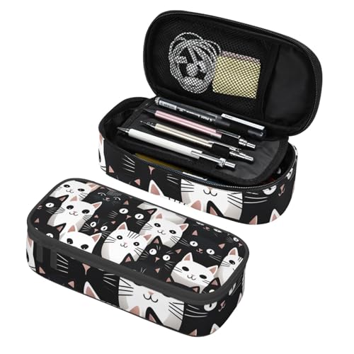 Mexpekil Federmäppchen für Mädchen und Jungen, mit Fächern, große Stift-Organizer-Tasche, Reißverschluss, Mehrzweck-Tasche für Schulbedarf, Make-up, Kosmetik, Kinder, Erwachsene, Black White Cat Mexpekil Federmäppchen für Mädchen und Jungen, mit Fächern, große Stift-Organizer-Tasche, Reißverschluss, Mehrzweck-Tasche für Schulbedarf, Make-up, Kosmetik, Kinder, Erwachsene, Black White Cat von Mexpekil