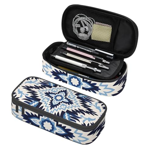 Mexpekil Federmäppchen für Mädchen und Jungen, mit Fächern, große Stift-Organizer-Tasche, Reißverschluss, Mehrzweck-Tasche für Schulbedarf, Make-up, Kosmetik, Kinder, Erwachsene, Blaues florales von Mexpekil