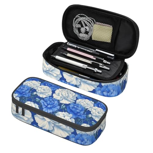 Mexpekil Federmäppchen für Mädchen und Jungen, mit Fächern, große Stift-Organizer-Tasche, Reißverschluss, Mehrzweck-Tasche für Schulbedarf, Make-up, Kosmetik, Kinder, Erwachsene, Blumen Weiß Blau Mexpekil Federmäppchen für Mädchen und Jungen, mit Fächern, große Stift-Organizer-Tasche, Reißverschluss, Mehrzweck-Tasche für Schulbedarf, Make-up, Kosmetik, Kinder, Erwachsene, Blumen Weiß Blau von Mexpekil