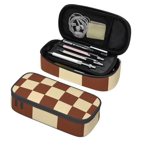 Mexpekil Federmäppchen für Mädchen und Jungen, mit Fächern, große Stift-Organizer-Tasche, Reißverschluss, Mehrzweck-Tasche für Schulbedarf, Make-up, Kosmetik, Kinder, Erwachsene, Braun, Beige, kariert Mexpekil Federmäppchen für Mädchen und Jungen, mit Fächern, große Stift-Organizer-Tasche, Reißverschluss, Mehrzweck-Tasche für Schulbedarf, Make-up, Kosmetik, Kinder, Erwachsene, Braun, Beige, kariert von Mexpekil