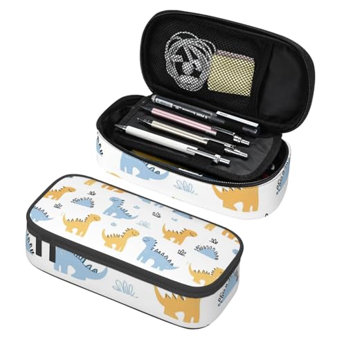 Mexpekil Federmäppchen für Mädchen und Jungen, mit Fächern, große Stift-Organizer-Tasche, Reißverschluss, Mehrzweck-Tasche für Schulbedarf, Make-up, Kosmetik, Kinder, Erwachsene, Dinosaurier-Cartoon von Mexpekil
