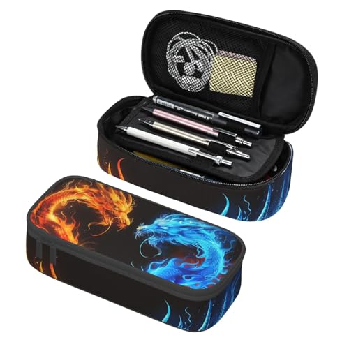 Mexpekil Federmäppchen für Mädchen und Jungen, mit Fächern, große Stift-Organizer-Tasche, Reißverschluss, Mehrzweck-Tasche für Schulbedarf, Make-up, Kosmetik, Kinder, Erwachsene, Drachen Blau Gelb Mexpekil Federmäppchen für Mädchen und Jungen, mit Fächern, große Stift-Organizer-Tasche, Reißverschluss, Mehrzweck-Tasche für Schulbedarf, Make-up, Kosmetik, Kinder, Erwachsene, Drachen Blau Gelb von Mexpekil
