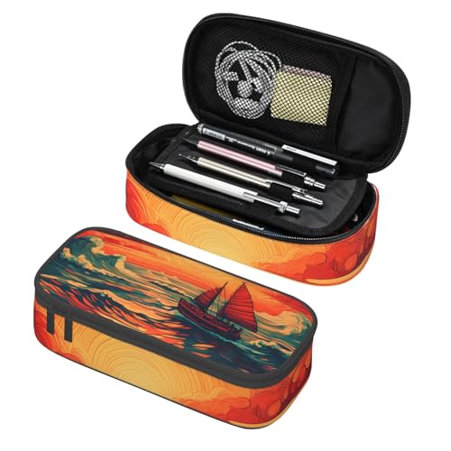 Mexpekil Federmäppchen für Mädchen und Jungen, mit Fächern, große Stift-Organizer-Tasche, Reißverschluss, Mehrzweck-Tasche für Schulbedarf, Make-up, Kosmetik, Kinder, Erwachsene, Orange Sunset Sea Mexpekil Federmäppchen für Mädchen und Jungen, mit Fächern, große Stift-Organizer-Tasche, Reißverschluss, Mehrzweck-Tasche für Schulbedarf, Make-up, Kosmetik, Kinder, Erwachsene, Orange Sunset Sea von Mexpekil