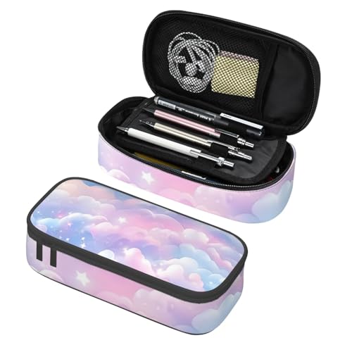 Mexpekil Federmäppchen für Mädchen und Jungen, mit Fächern, große Stift-Organizer-Tasche, Reißverschluss, Mehrzweck-Tasche für Schulbedarf, Make-up, Kosmetik, Kinder, Erwachsene, Pink Galaxy Cloud von Mexpekil