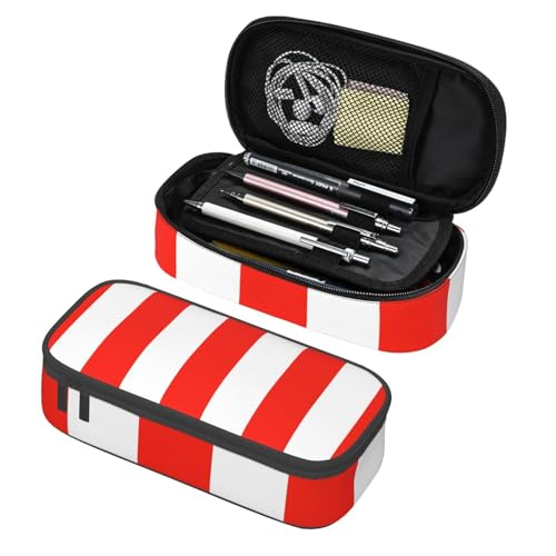 Mexpekil Federmäppchen für Mädchen und Jungen, mit Fächern, große Stift-Organizer-Tasche, Reißverschluss, Mehrzweck-Tasche für Schulbedarf, Make-up, Kosmetik, Kinder, Erwachsene, Rot / Weiß gestreift Mexpekil Federmäppchen für Mädchen und Jungen, mit Fächern, große Stift-Organizer-Tasche, Reißverschluss, Mehrzweck-Tasche für Schulbedarf, Make-up, Kosmetik, Kinder, Erwachsene, Rot / Weiß gestreift von Mexpekil