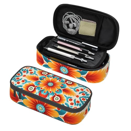 Mexpekil Federmäppchen für Mädchen und Jungen, mit Fächern, große Stift-Organizer-Tasche, Reißverschluss, Mehrzweck-Tasche für Schulbedarf, Make-up, Kosmetik, Kinder, Erwachsene, Tribal Orange Floral Mexpekil Federmäppchen für Mädchen und Jungen, mit Fächern, große Stift-Organizer-Tasche, Reißverschluss, Mehrzweck-Tasche für Schulbedarf, Make-up, Kosmetik, Kinder, Erwachsene, Tribal Orange Floral von Mexpekil