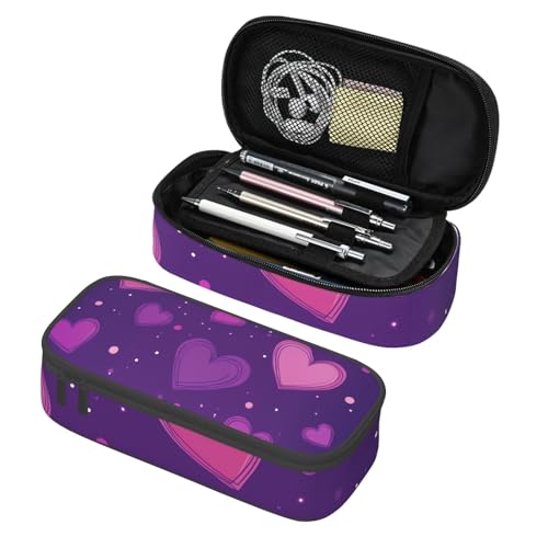 Mexpekil Federmäppchen für Mädchen und Jungen, mit Fächern, große Stift-Organizer-Tasche, Reißverschluss, Mehrzweck-Tasche für Schulbedarf, Make-up, Kosmetik, Kinder, Erwachsene, Violette Herzen Mexpekil Federmäppchen für Mädchen und Jungen, mit Fächern, große Stift-Organizer-Tasche, Reißverschluss, Mehrzweck-Tasche für Schulbedarf, Make-up, Kosmetik, Kinder, Erwachsene, Violette Herzen von Mexpekil
