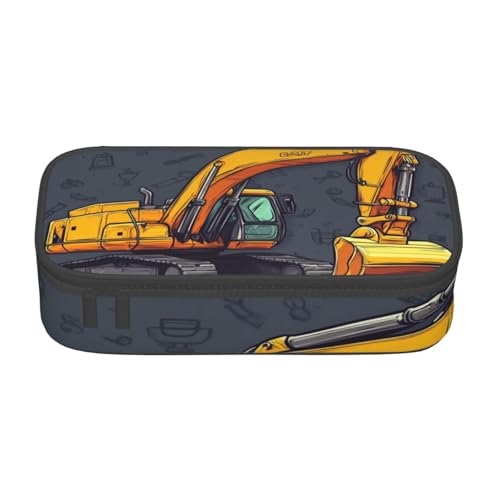 Mexpekil Federmäppchen mit Cartoon-Blumenmuster, Dinosaurier-Muster, für Mädchen, Jungen, Federmäppchen, Schreibwaren-Organizer mit Fächern, Schulbedarf-Tasche für Studenten, Büro, Cartoon Bagger Dark von Mexpekil