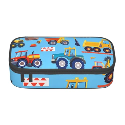 Mexpekil Federmäppchen mit Cartoon-Blumenmuster, Dinosaurier-Muster, für Mädchen, Jungen, Federmäppchen, Schreibwaren-Organizer mit Fächern, Schulbedarf-Tasche für Studenten, Büro, Cartoon-Traktoren von Mexpekil