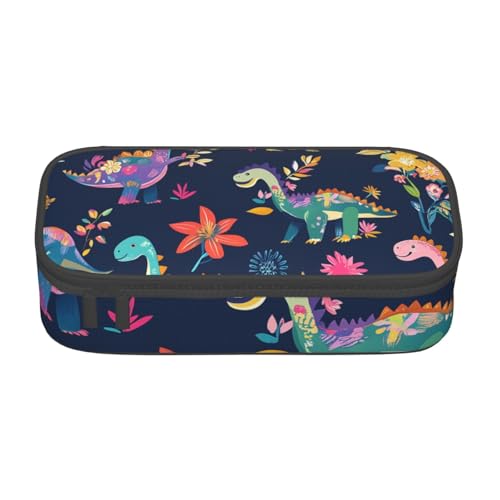 Mexpekil Federmäppchen mit Cartoon-Blumenmuster, Dinosaurier-Muster, für Mädchen, Jungen, Federmäppchen, Schreibwaren-Organizer mit Fächern, Schulbedarf-Tasche für Studenten, Büro von Mexpekil