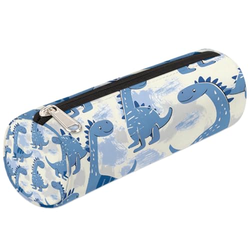 Mexpekil Federmäppchen mit Dinosaurier-Motiv, für Kinder, Jungen, Mädchen, Zylinder, rund, für Schulbedarf, Organizer, Blau von Mexpekil