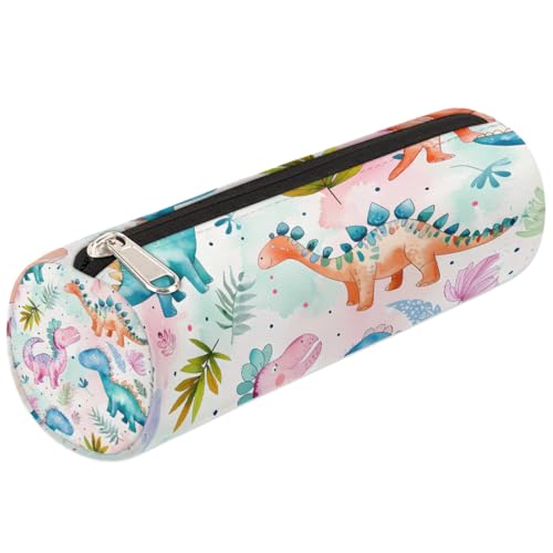 Mexpekil Federmäppchen mit Dinosaurier-Motiv, für Kinder, Jungen, Mädchen, zylinderförmig, rund, Federmäppchen für Schulbedarf, Organizer von Mexpekil