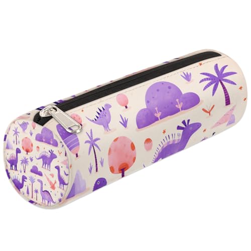 Mexpekil Federmäppchen mit Dinosaurier-Motiv, für Mädchen, Jungen, Teenager, Frauen, Make-up-Pinseltasche, Violett von Mexpekil