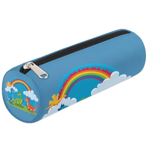 Mexpekil Federmäppchen mit Dinosaurier-Motiv, niedlich, Regenbogenfarben, für Kinder, Jungen, Mädchen, zylinderförmig, rund, Federmäppchen für Schulbedarf, Organizer von Mexpekil