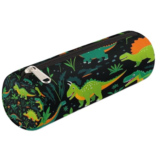 Mexpekil Federmäppchen mit Dschungel-Cartoon-Dinosaurier-Motiv, Schulbedarf, Tasche für Mädchen, Jungen, Teenager, Frauen, Make-up-Pinseltasche von Mexpekil