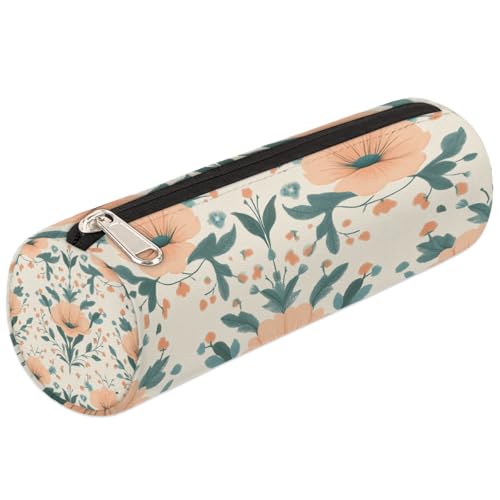 Mexpekil Federmäppchen mit Hibiskusblumenmuster, für Mädchen, Jungen, Teenager, Damen, Make-up-Pinseltasche, Beige von Mexpekil