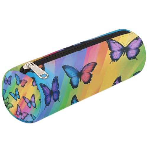 Mexpekil Federmäppchen mit Regenbogen-Schmetterlingsstreifen, Schulbedarf, Tasche für Mädchen, Jungen, Teenager, Frauen, Make-up-Pinseltasche von Mexpekil