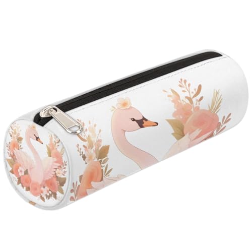 Mexpekil Federmäppchen mit Schwanen-Motiv, für Mädchen, Jungen, Teenager, Frauen, Make-up-Pinseltasche, Rosa von Mexpekil