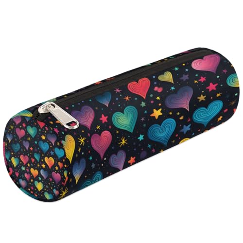 Mexpekil Federmäppchen mit buntem Herzmotiv, für Mädchen, Jungen, Teenager, Frauen, Make-up-Pinseltasche von Mexpekil