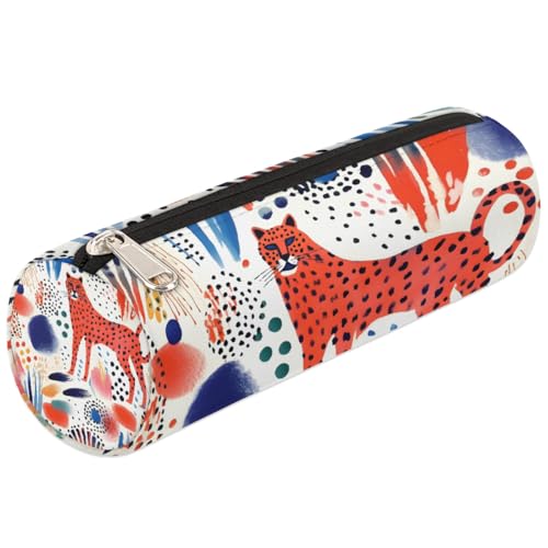 Mexpekil Federmäppchen mit buntem Leopardenmuster, Schulbedarf, Tasche für Mädchen, Jungen, Teenager, Frauen, Make-up-Pinseltasche Mexpekil Federmäppchen mit buntem Leopardenmuster, Schulbedarf, Tasche für Mädchen, Jungen, Teenager, Frauen, Make-up-Pinseltasche von Mexpekil