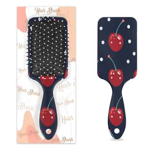 Mexpekil Gepunktete Kirschfrucht-Haarbürste, zum Entwirren von nassen und trockenen Haaren, Massagekamm für Mädchen, Damen, Herren von Mexpekil