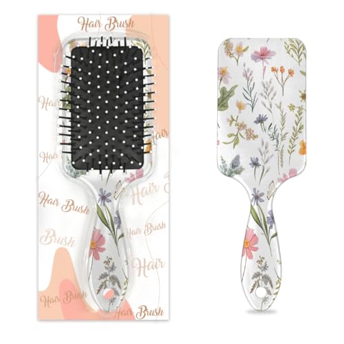Mexpekil Haarbürste, Frühlingsblumen, Blätter, zum Entwirren, für nasse und trockene Haare, Massage-Luftkissen-Kamm für Mädchen, Damen, Herren von Mexpekil