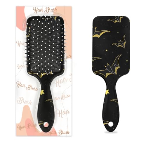 Mexpekil Haarbürste, Halloween, Fledermäuse, Tier, zum Entwirren, für nasse und trockene Haare, Massage-Luftkissen-Kamm für Mädchen, Damen, Herren, Schwarz von Mexpekil