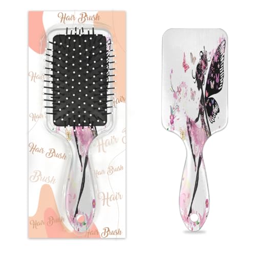 Mexpekil Haarbürste, Schmetterlings-Blume, schönes Mädchen, zum Entwirren, für nasse und trockene Haare, Massage, Luftkissen, Kamm für Mädchen, Damen, Herren von Mexpekil