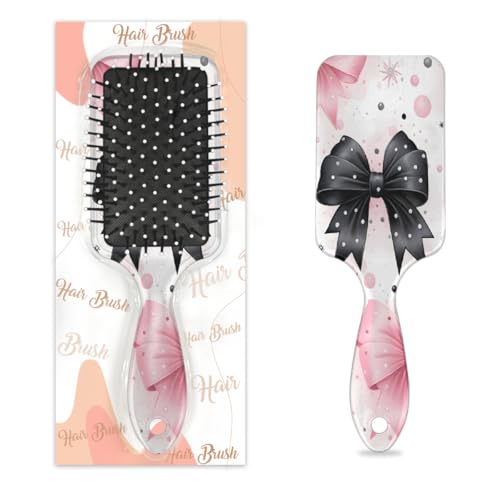 Mexpekil Haarbürste, abstrakt, rosa, schwarz, mit Fliege, zum Entwirren von nassen und trockenen Haaren, Massage-Luftkissen-Kamm für Mädchen, Damen, Herren von Mexpekil