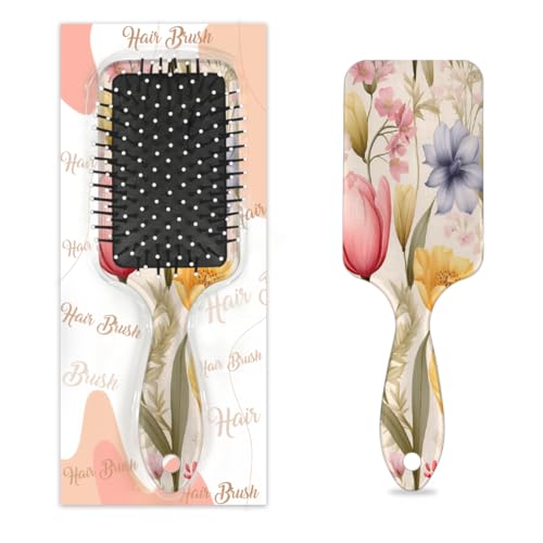 Mexpekil Haarbürste, für Frühling und Sommer, farbige Blume, zum Entwirren, für nasse und trockene Haare, Massage, Luftkissen, Kamm für Mädchen, Damen, Herren von Mexpekil