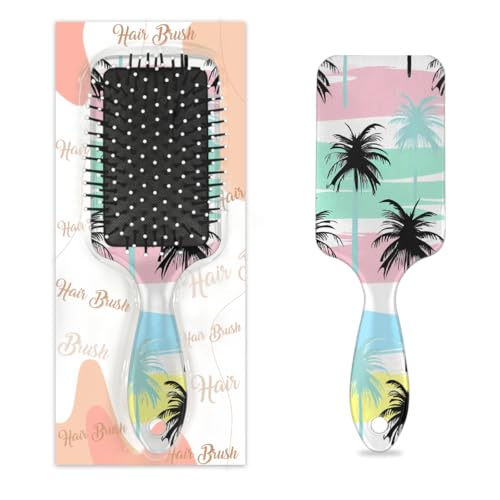 Mexpekil Haarbürste, tropisches Palmenmuster, zum Entwirren von nassen und trockenen Haaren, Massage-Luftkissen-Kamm für Mädchen, Damen, Herren von Mexpekil