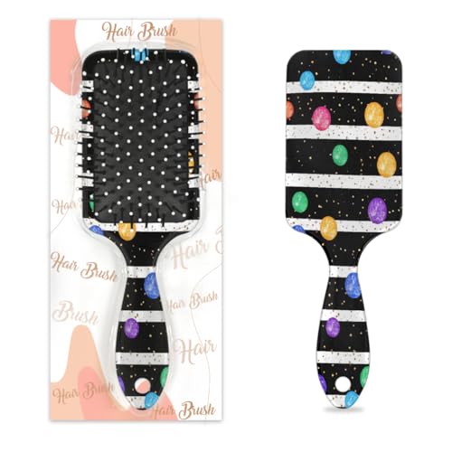 Mexpekil Haarbürste, zum Entwirren, für nasse und trockene Haare, Massage, Luftkissen, Kamm für Mädchen, Damen, Herren, Schwarz / Weiß gestreift von Mexpekil