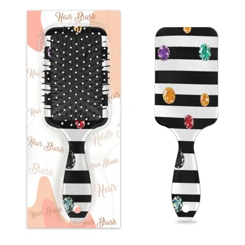Mexpekil Haarbürste, zum Entwirren, für nasse und trockene Haare, Massage, Luftkissen, Kamm für Mädchen, Damen, Herren, Schwarz / Weiß gestreift von Mexpekil