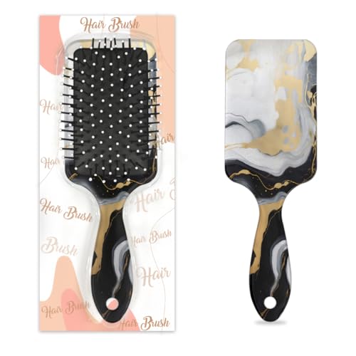 Mexpekil Haarbürste mit flüssigem Marmormuster, für nasse und trockene Haare, Massage-Luftkissen-Kamm für Mädchen, Damen, Herren, Schwarz / Weiß von Mexpekil