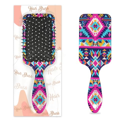 Mexpekil Haarbürste mit geometrischem Azteken-Druck, zum Entwirren, für nasse und trockene Haare, Massage-Luftkissen-Kamm für Mädchen, Damen, Herren von Mexpekil