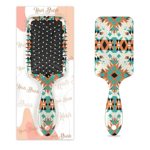 Mexpekil Haarbürste mit geometrischem Azteken-Druck, zum Entwirren von nassen und trockenen Haaren, Massage-Luftkissen-Kamm für Mädchen, Damen, Herren von Mexpekil