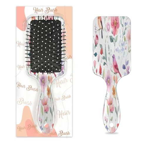 Mexpekil Haarbürste zum Entwirren von Wasserfarben, Blumen, Vögeln, nasses, trockenes Haar, Massage, Luftkissen, Kamm für Mädchen, Damen, Herren von Mexpekil