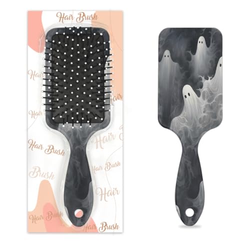 Mexpekil Halloween-Haarbürste, Geistermuster, zum Entwirren, für nasse und trockene Haare, Massage-Luftkissen-Kamm für Mädchen, Damen, Herren von Mexpekil