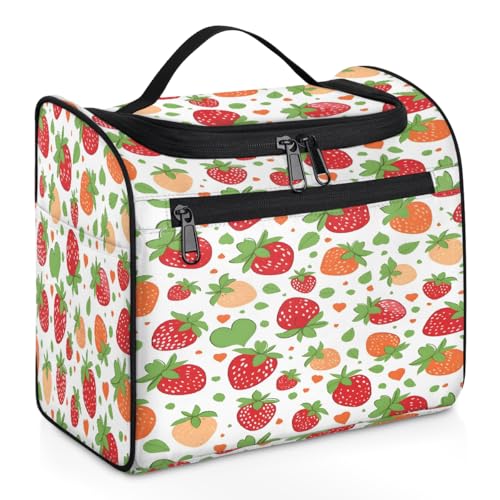 Mexpekil Handgezeichnete Erdbeer-Kulturbeutel zum Aufhängen, für Damen und Herren, groß, wasserdicht, Make-up, Kosmetik, Kulturbeutel für Reisen, mehrfarbig, 10.2 x 6.5 x 9.2 inches, Kulturbeutel von Mexpekil