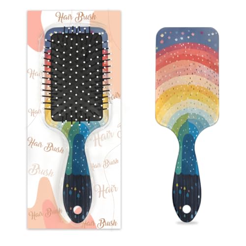 Mexpekil Handgezeichnete Haarbürste, Regenbogen-Druck, zum Entwirren, für nasse und trockene Haare, Massage-Luftkissen-Kamm für Mädchen, Damen, Herren von Mexpekil