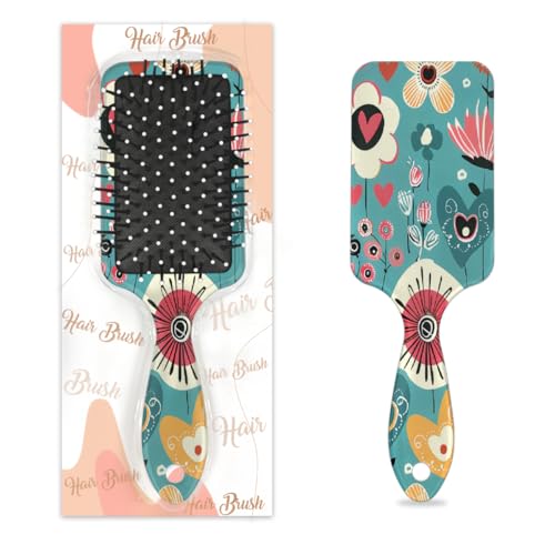 Mexpekil Handgezeichnete Haarbürste mit Blumenmuster zum Entwirren von nassen und trockenen Haaren, Massage-Luftkissen-Kamm für Mädchen, Damen, Herren von Mexpekil