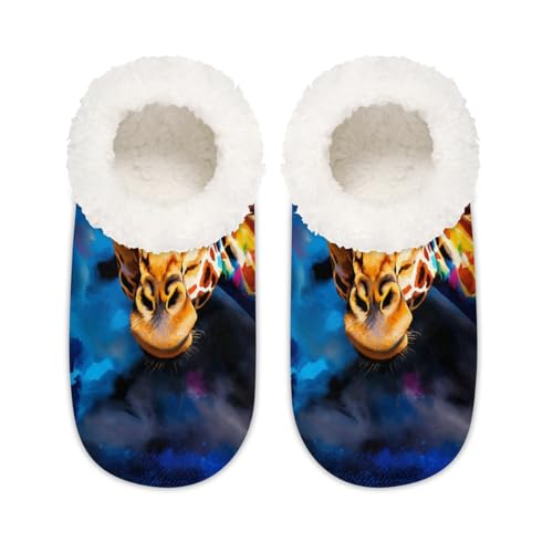 Mexpekil Hausschuhe mit Giraffenmalerei, für Damen und Herren, abstrakte Giraffe, Memory-Schaum, Hausschuhe, Socken, multi, 9/10.5 UK Wide von Mexpekil