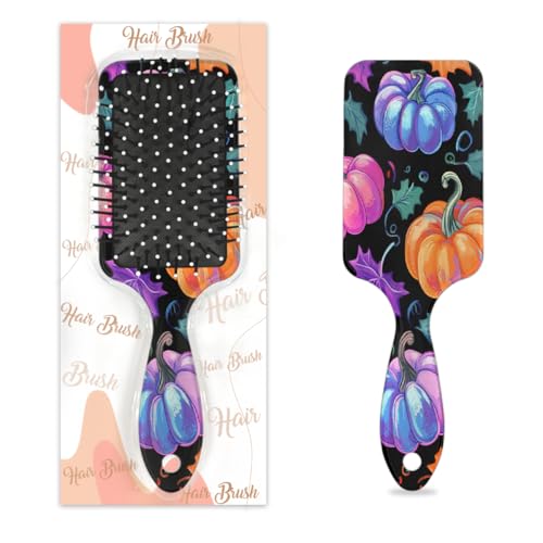 Mexpekil Herbstkürbisse Ahorn-Entwirrungspaddel-Haarbürste, nasses, trockenes Haar, Massage-Luftkissen-Kamm für Mädchen, Damen, Herren von Mexpekil
